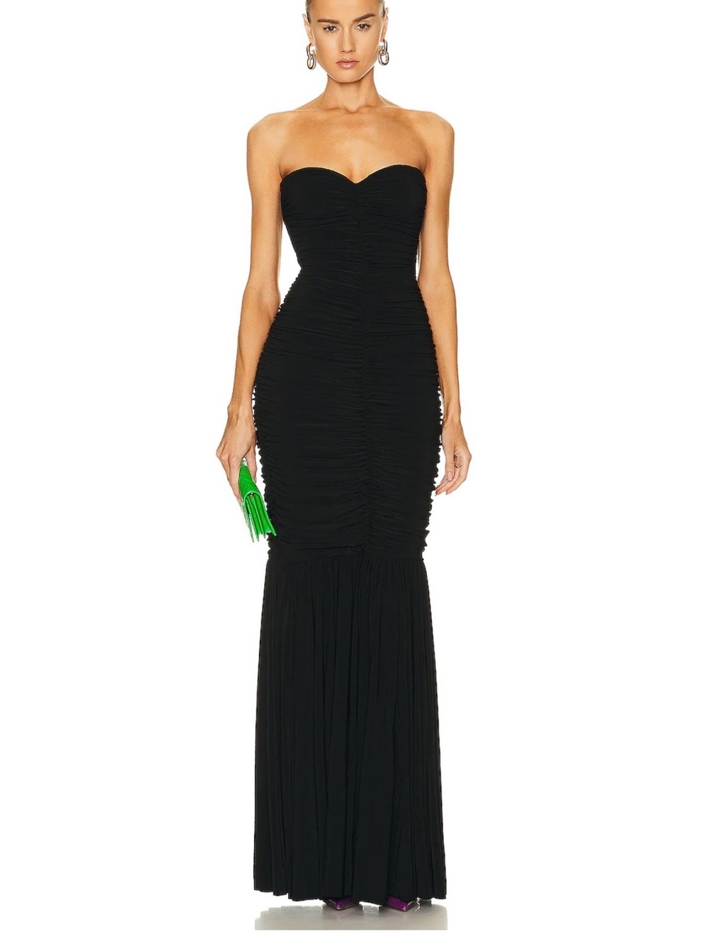 Norma Kamali Strapless Black Ruched Mermaid Gown